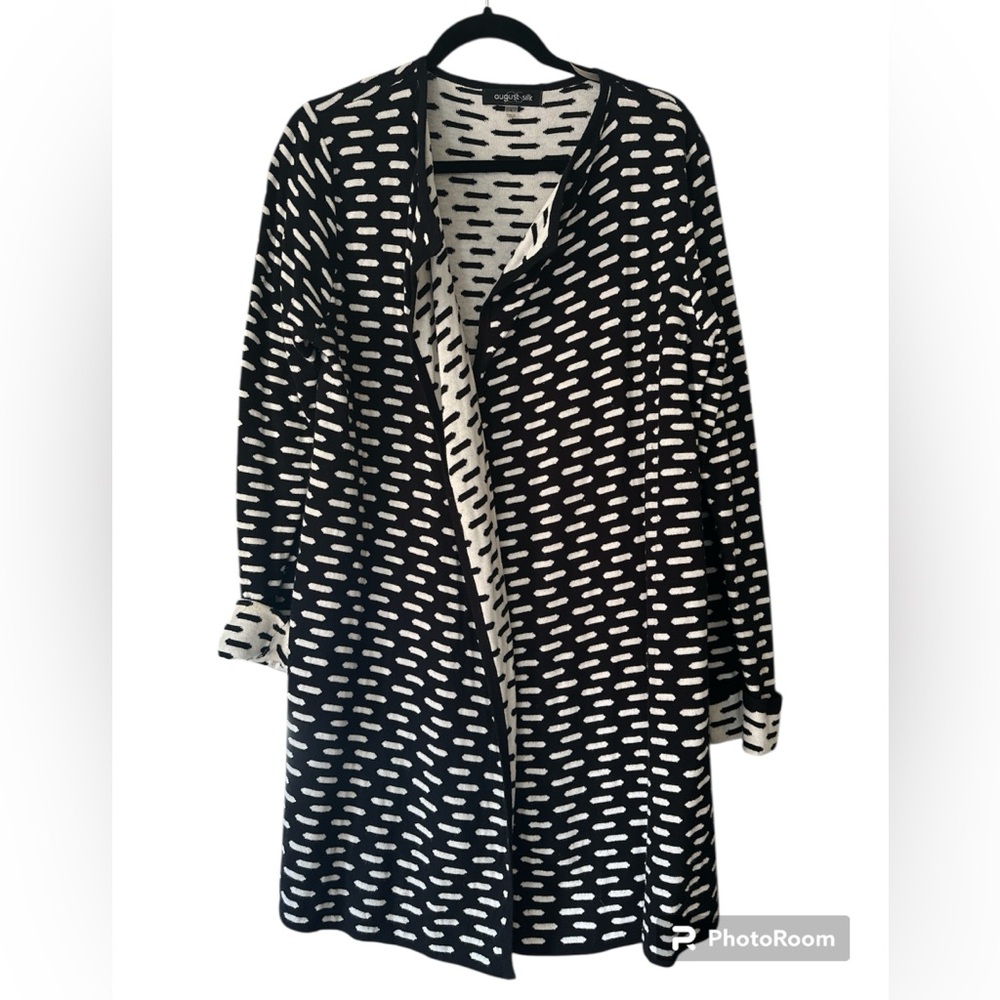 August Silk Black and White Knit Top
